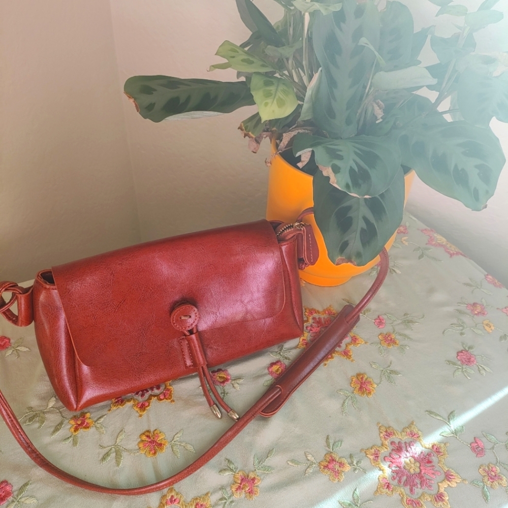 Genuine Leather Crossbody Bag Honey